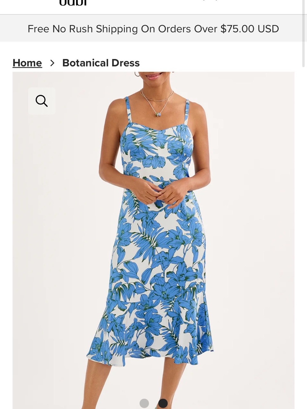Cabi Blue Floral Midi Dress with Sweetheart Neckline